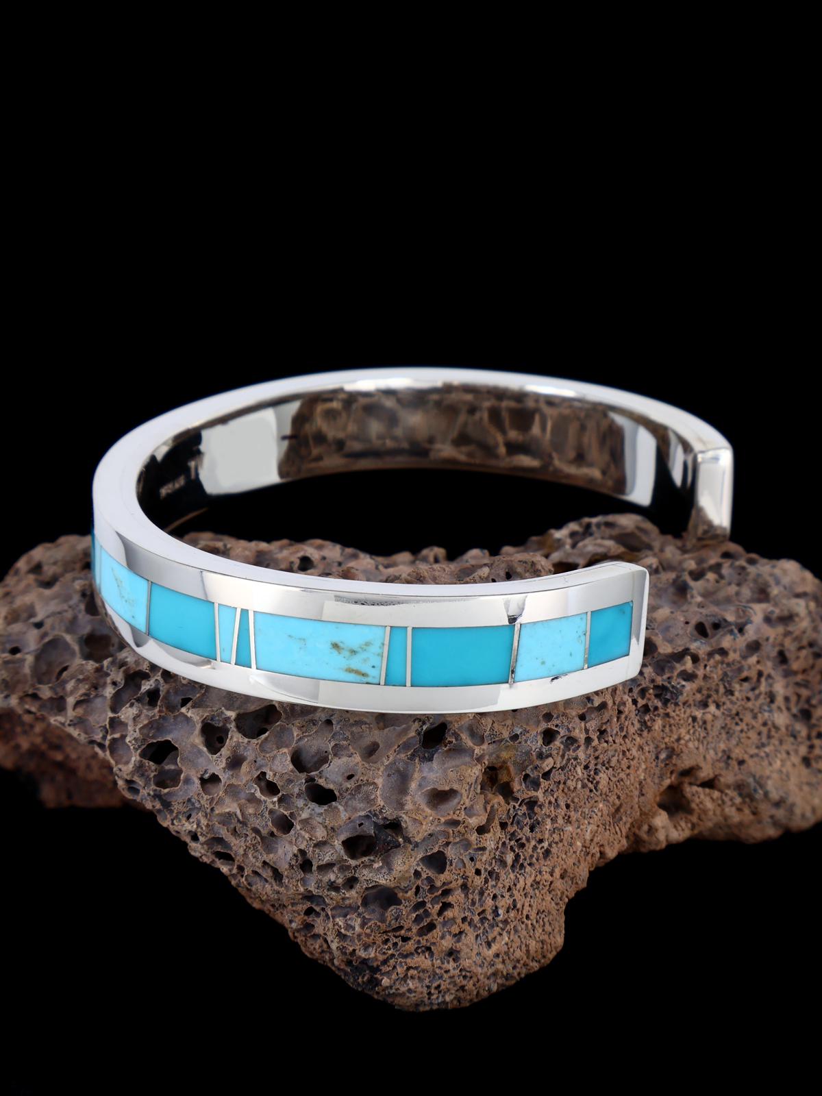 Native American Jewelry Turquoise Inlay Cuff Bracelet - PuebloDirect.com