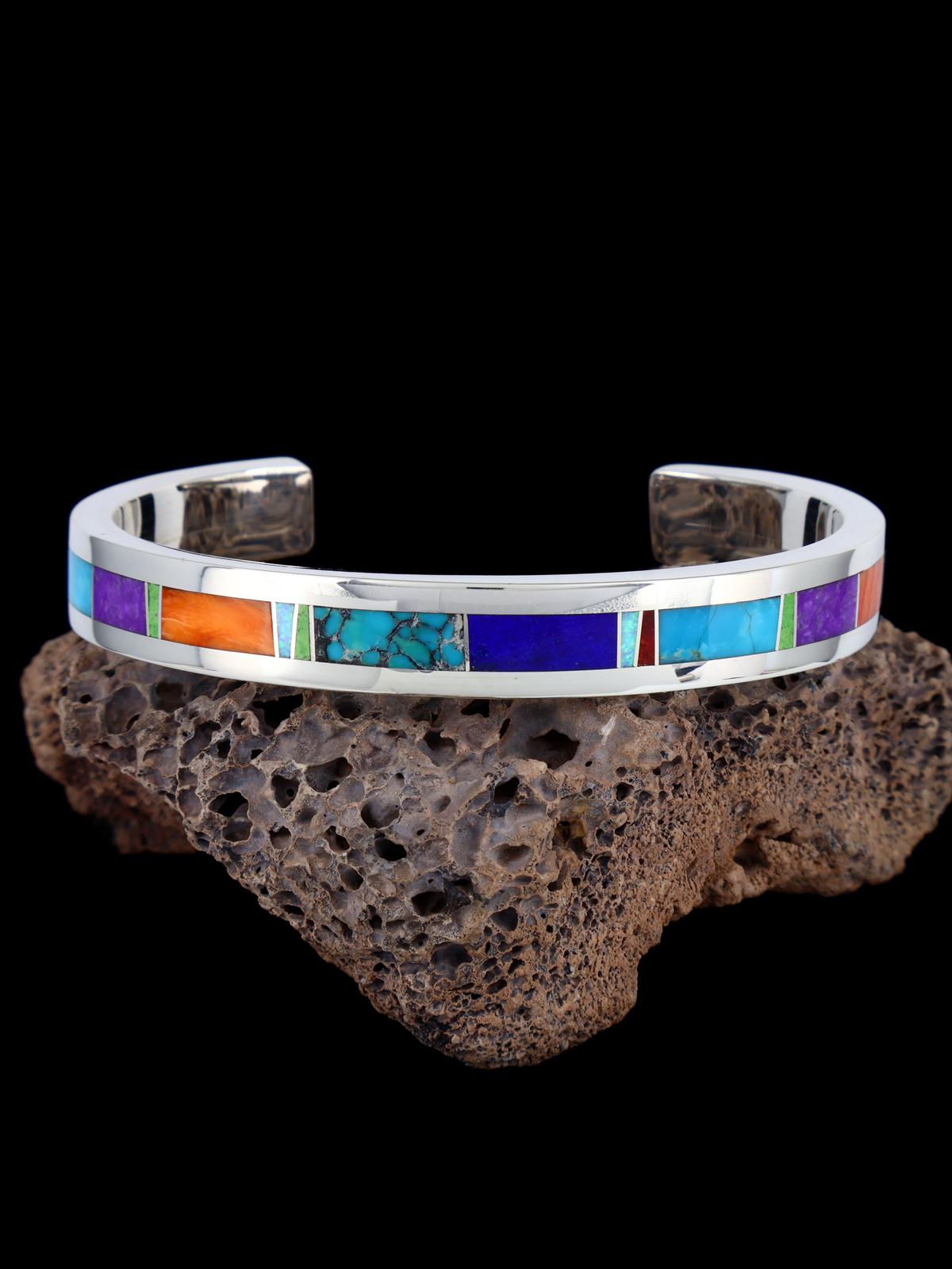 Native American Jewelry Multistone Inlay Cuff Bracelet - PuebloDirect.com