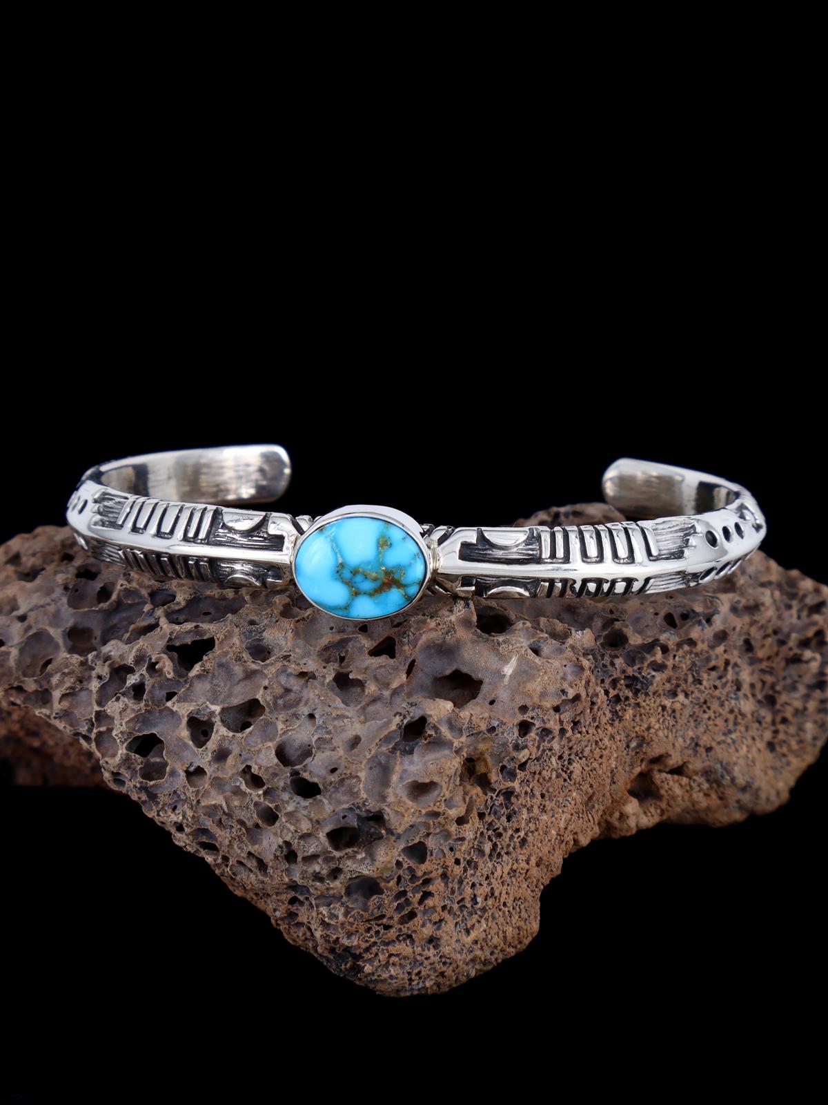 Bracelet de superposition de manchette turquoise Kingman amérindien