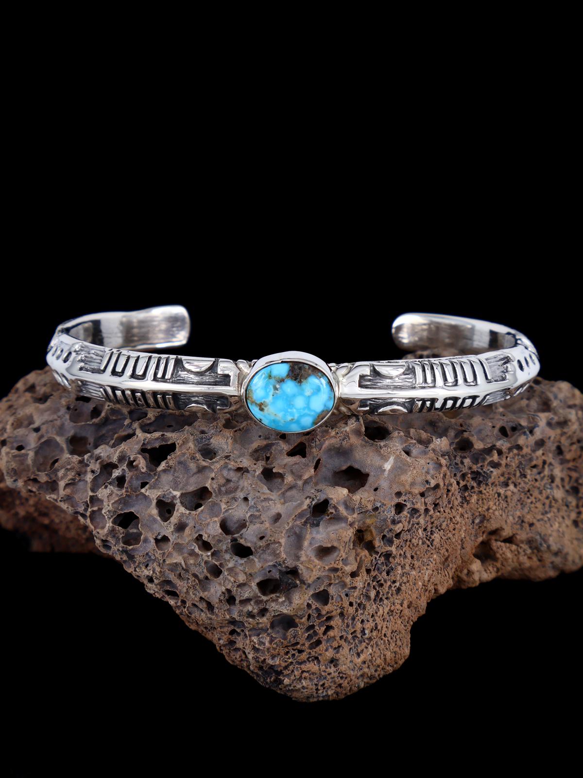 Pulsera superpuesta de puño turquesa Kingman nativo americano