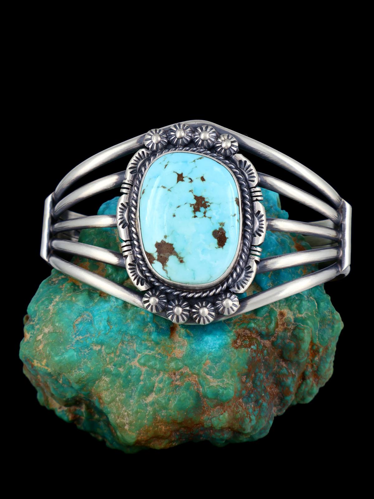 Navajo Jewelry Sterling Silver Turquoise Bracelet - PuebloDirect.com