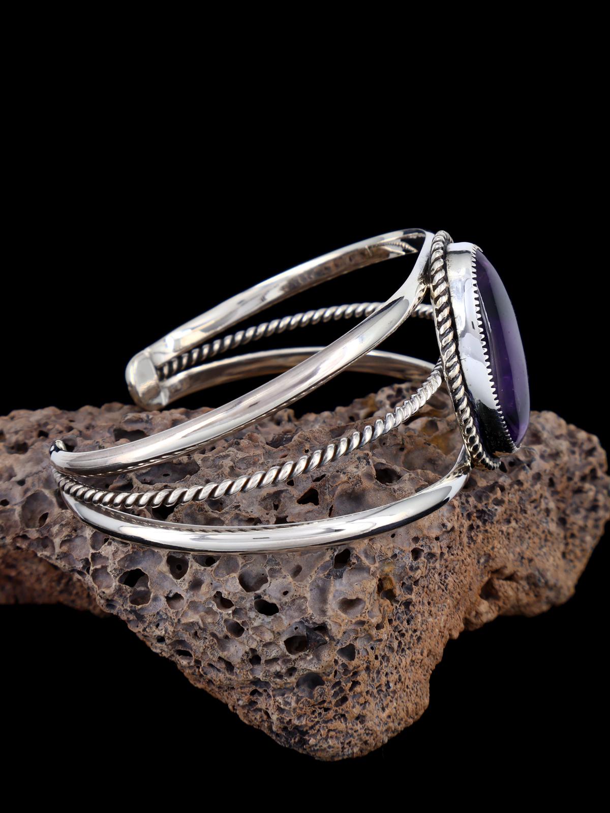 Native American Amethyst Sterling Silver Cuff Bracelet