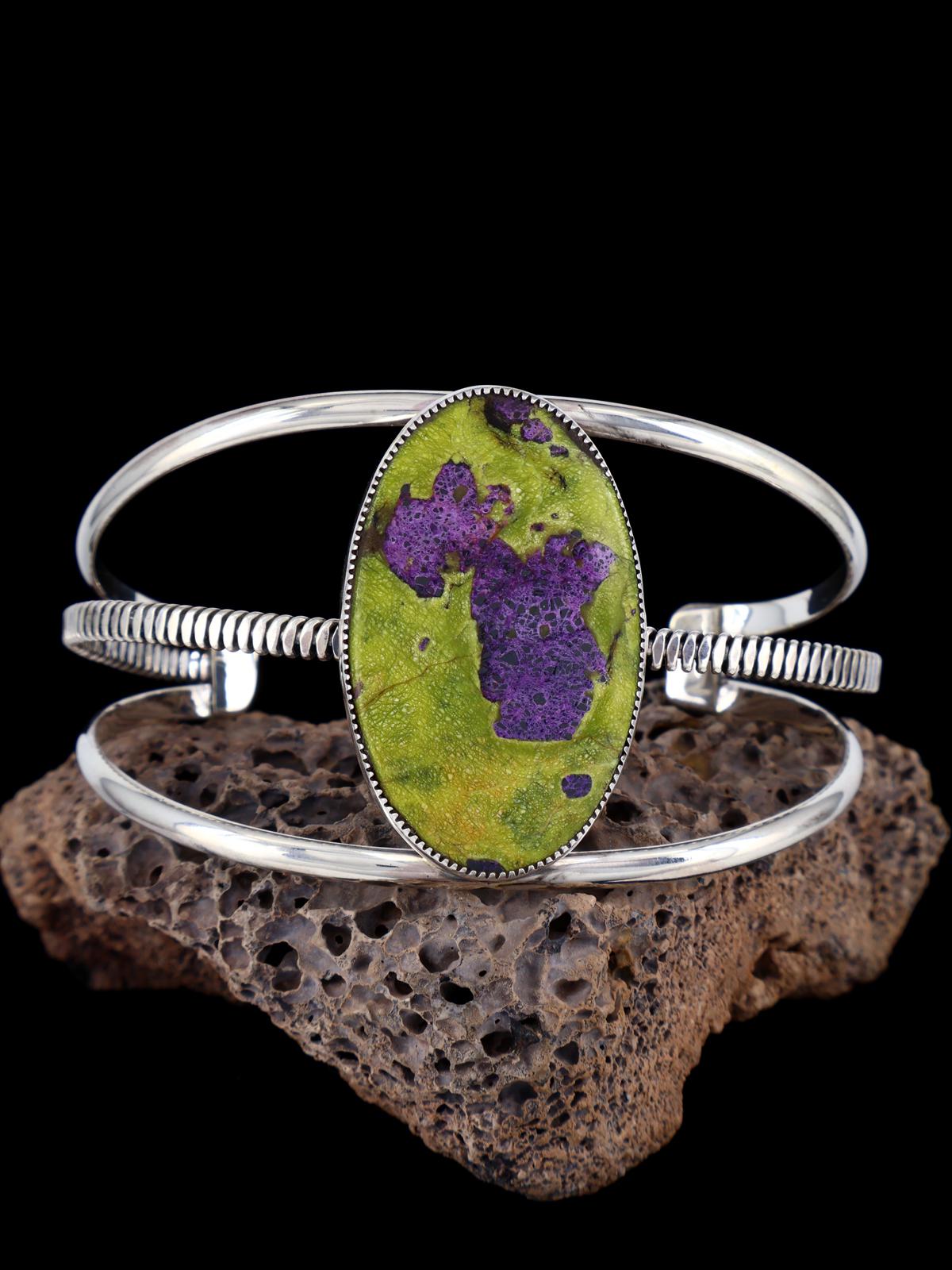 Native American Atlantasite Sterling Silver Cuff Bracelet - PuebloDirect.com