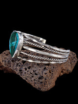 Native American Chrysocolla and Malachite Sterling Silver Cuff Bracelet