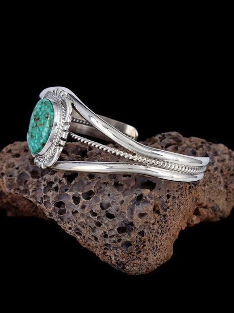 Pulsera de puño de plata de ley turquesa n.º 8 de nativos americanos