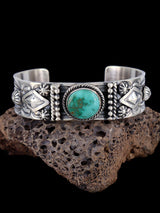 Native American Royston Turquoise Sterling Silver Cuff Bracelet