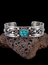 Pulsera de puño de plata de ley turquesa n.º 8 de nativos americanos