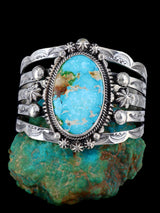 Native American Sonoran Turquoise Sterling Silver Cuff Bracelet