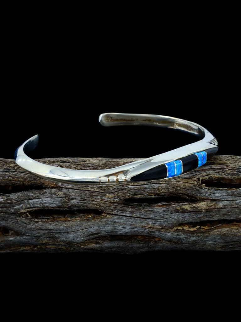 Native American Onyx and Opalite Inlay Cuff Bracelet - PuebloDirect.com