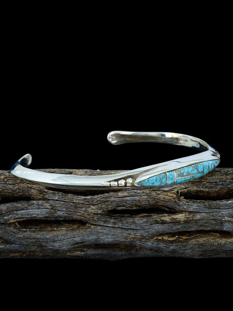 Native American Sterling Turquoise Inlay Cuff Bracelet - PuebloDirect.com