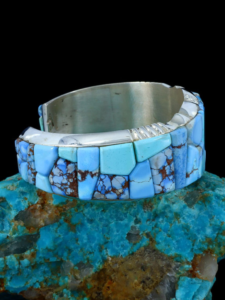 Native American Jewelry Golden Hill Turquoise Cobblestone Inlay Bracelet - PuebloDirect.com