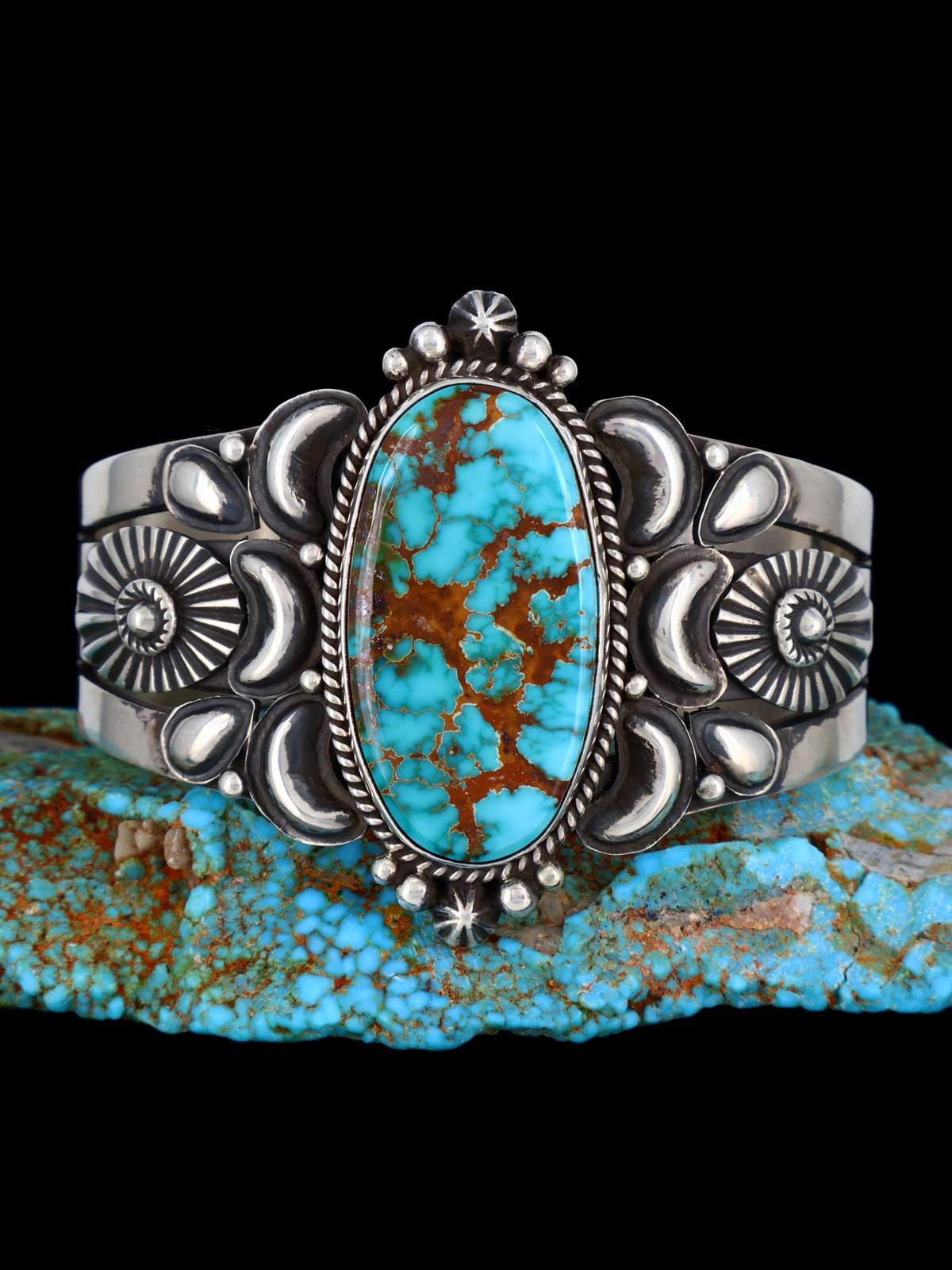 Navajo Jewelry Natural Pilot Mountain Turquoise Cuff Bracelet