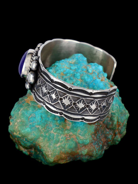Navajo Jewelry Sterling Silver Lapis Cuff Bracelet