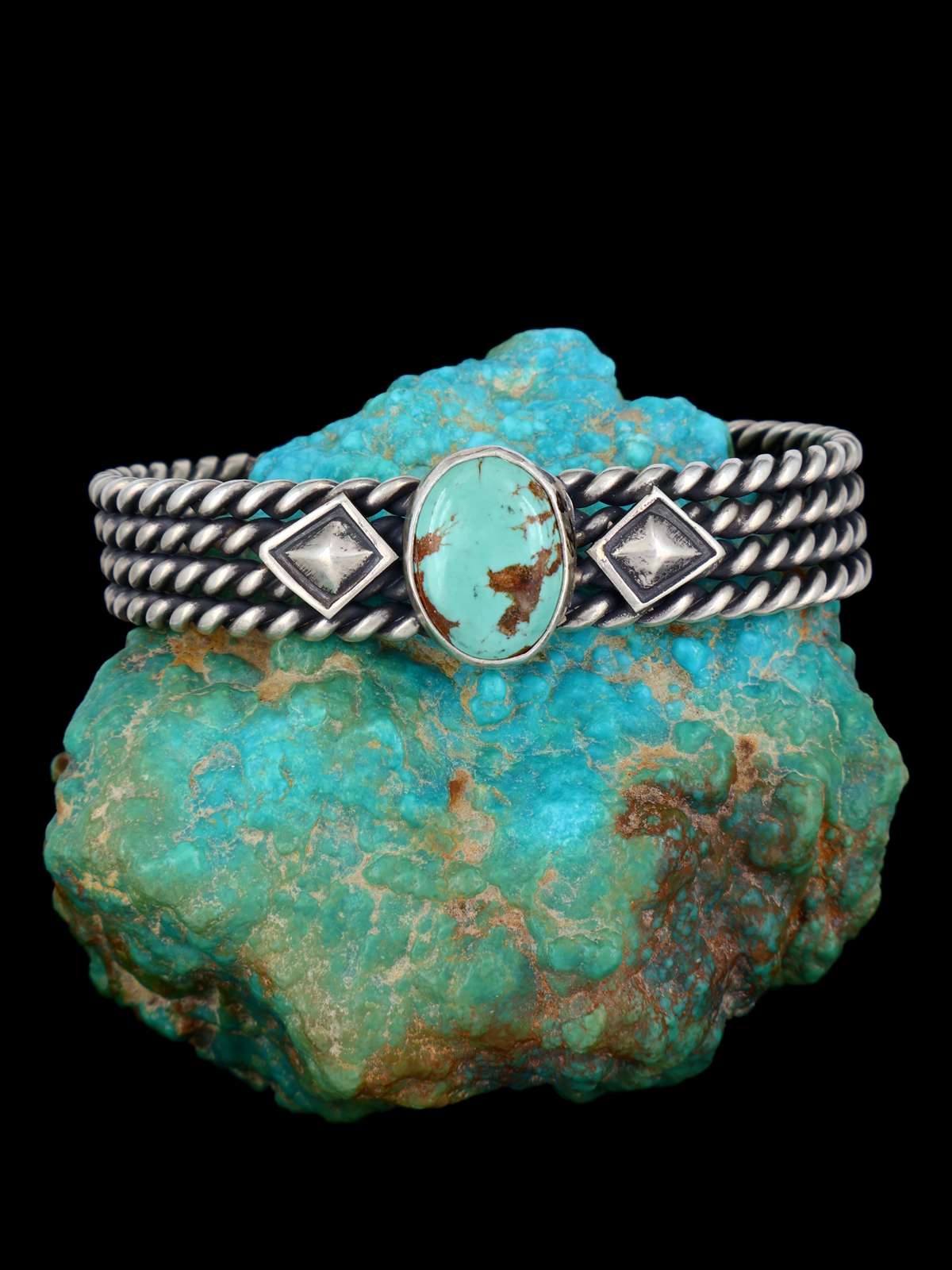 Pulsera de corazón turquesa Kingman de plata esterlina de nativos americanos