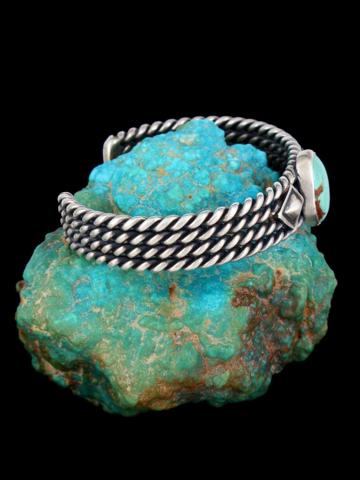 Pulsera de corazón turquesa Kingman de plata esterlina de nativos americanos