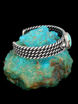 Pulsera de corazón turquesa Kingman de plata esterlina de nativos americanos