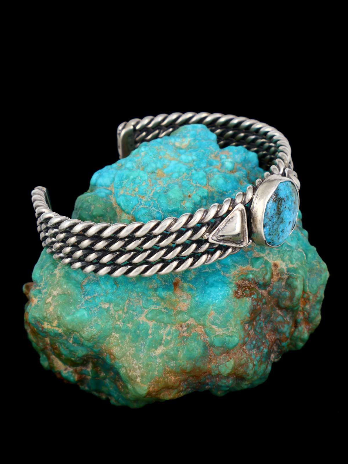 Pulsera de corazón turquesa Kingman de plata esterlina de nativos americanos