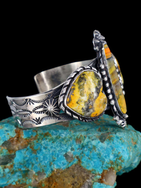Native American Sterling Silver Bumblebee Jasper Bracelet