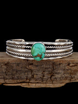 Pulsera de puño de plata de ley turquesa n.º 8 de nativos americanos