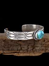Native American Turquoise Stamped Sterling Silver Bracelet