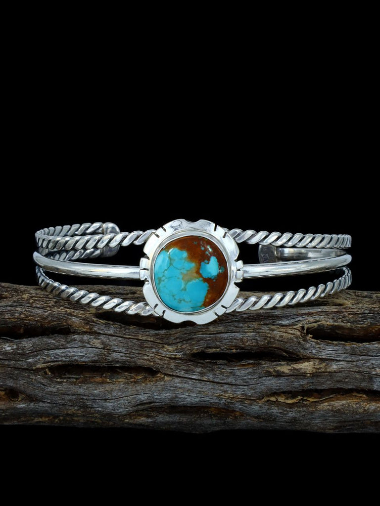 Native American Jewelry Sterling Silver Turquoise Cuff Bracelet - PuebloDirect.com