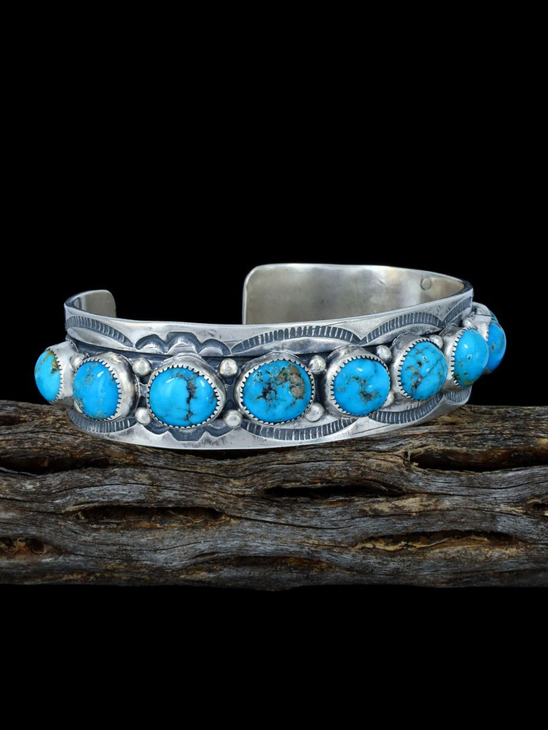 Native American Kingman Turquoise Cuff Overlay Bracelet - PuebloDirect.com