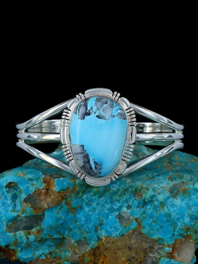 Native American Jewelry Natural Blue Moon Turquoise Cuff Bracelet - PuebloDirect.com