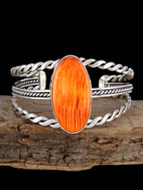 Native American Jewelry Sterling Silver Spiny Oyster Cuff Bracelet - PuebloDirect.com