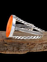 Native American Jewelry Sterling Silver Spiny Oyster Cuff Bracelet - PuebloDirect.com