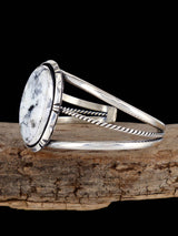 Native American Jewelry Sterling Silver White Buffalo Cuff Bracelet - PuebloDirect.com