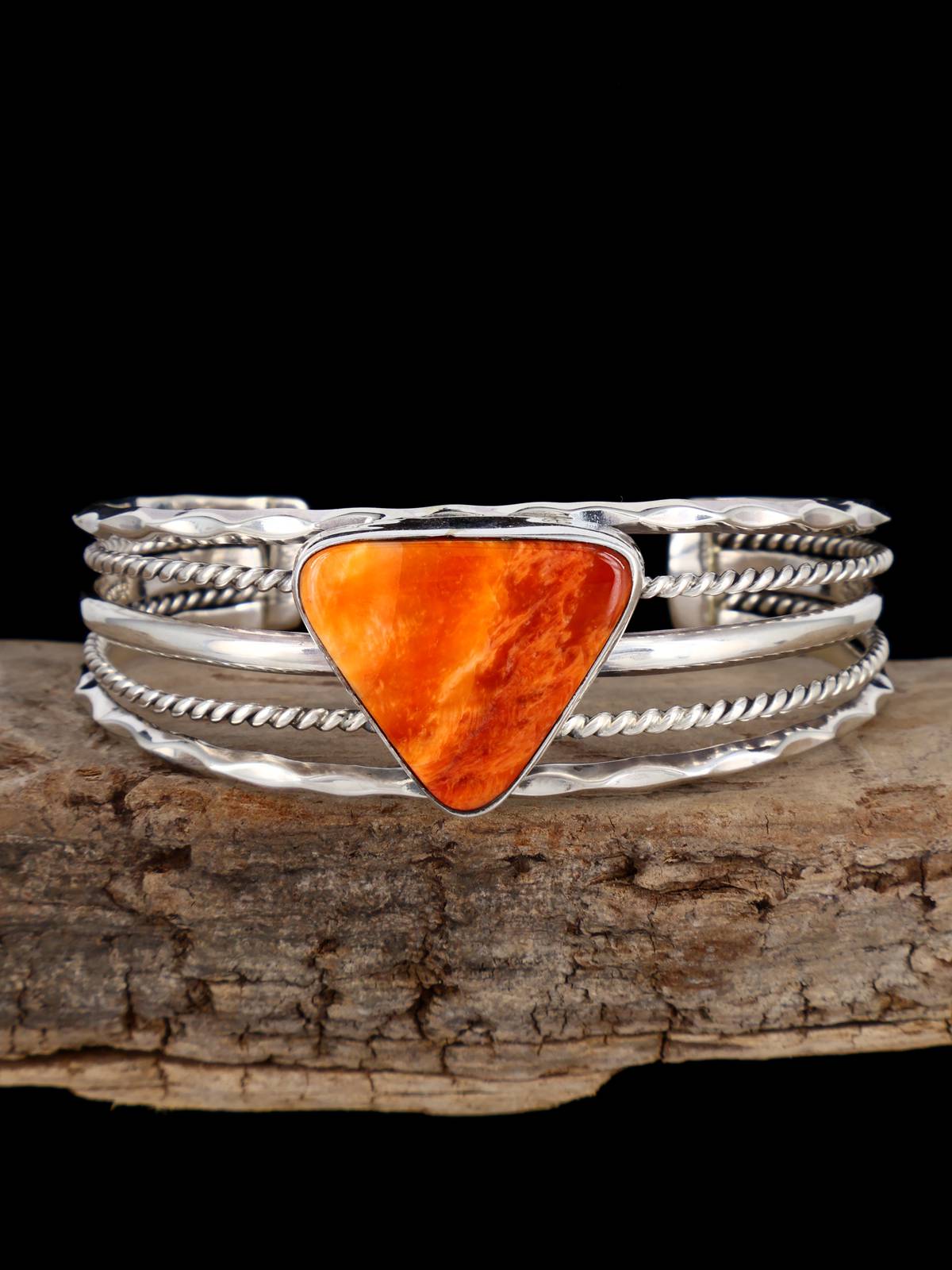 Native American Jewelry Sterling Silver Spiny Oyster Cuff Bracelet - PuebloDirect.com
