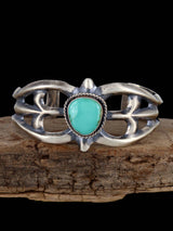 Native American Sterling Silver Sandcast Turquoise Bracelet - PuebloDirect.com