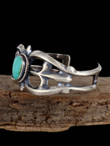 Native American Sterling Silver Sandcast Turquoise Bracelet - PuebloDirect.com
