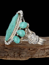 Native American Jewelry Sterling Silver Turquoise Cuff Bracelet - PuebloDirect.com