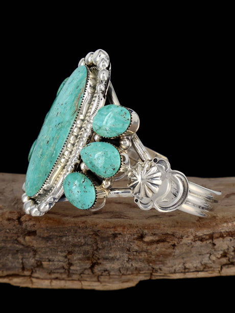Native American Jewelry Sterling Silver Turquoise Cuff Bracelet - PuebloDirect.com