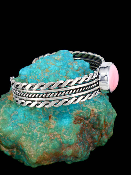 Native American Pink Conch Sterling Silver Cuff Bracelet - PuebloDirect.com