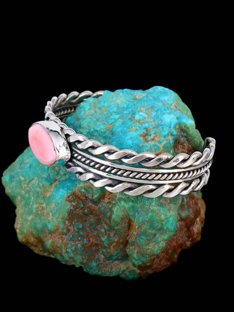 Native American Pink Conch Sterling Silver Cuff Bracelet - PuebloDirect.com