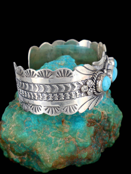Native American Sterling Silver Turquoise Cuff Bracelet - PuebloDirect.com