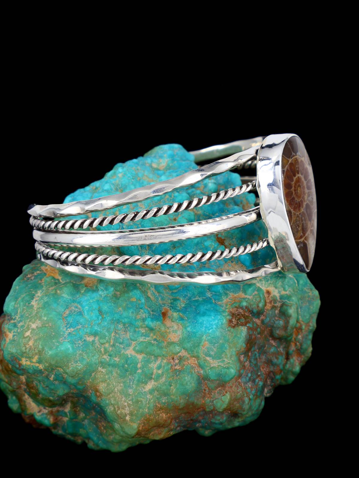 Native American Jewelry Fossil Stone Cuff Bracelet - PuebloDirect.com
