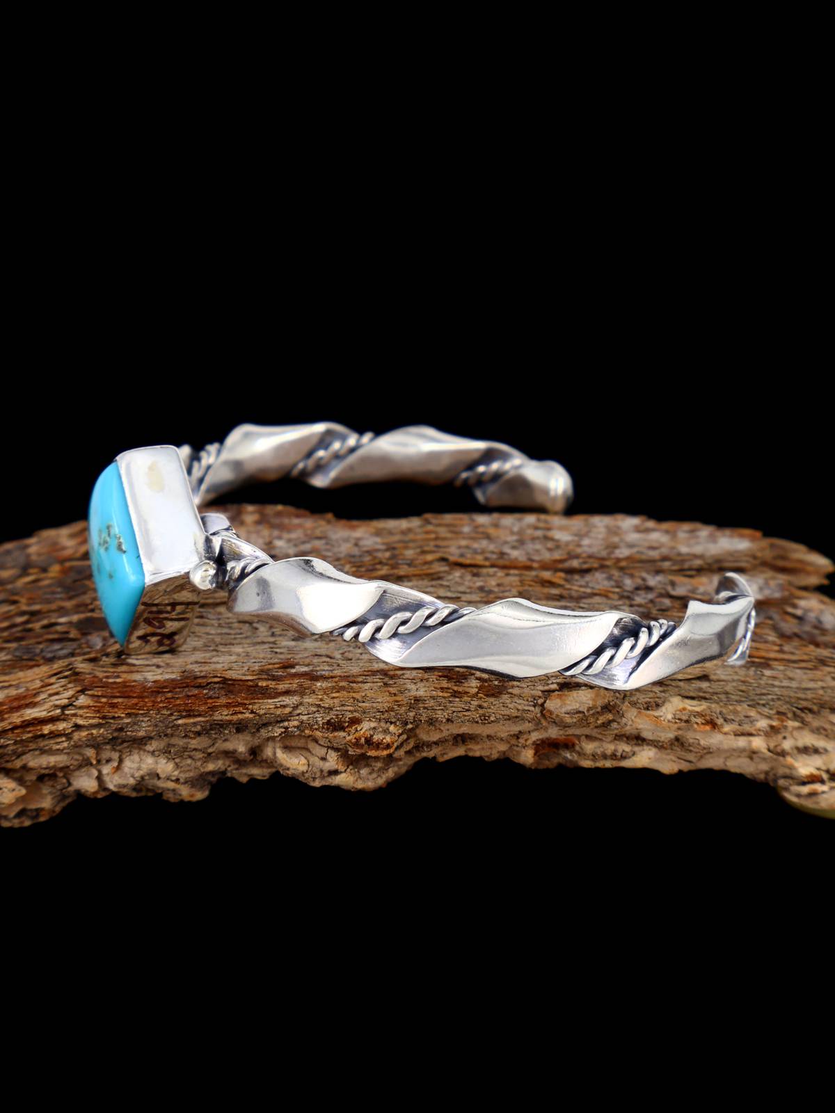 Sterling Silver Turquoise Twisted Rope Horse Whisperer Bracelet - PuebloDirect.com