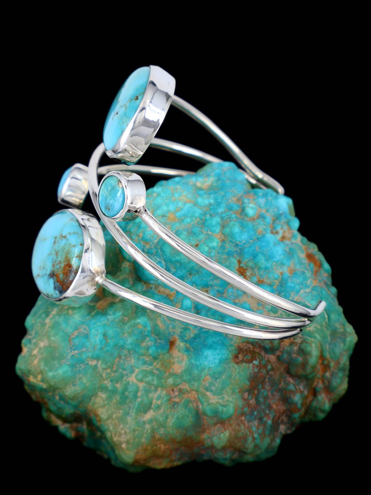Native American Turquoise Sterling Silver Cuff Bracelet - PuebloDirect.com