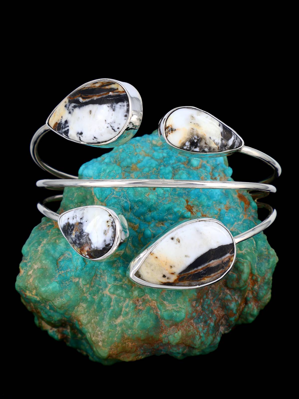 Native American White Buffalo Sterling Silver Cuff Bracelet - PuebloDirect.com