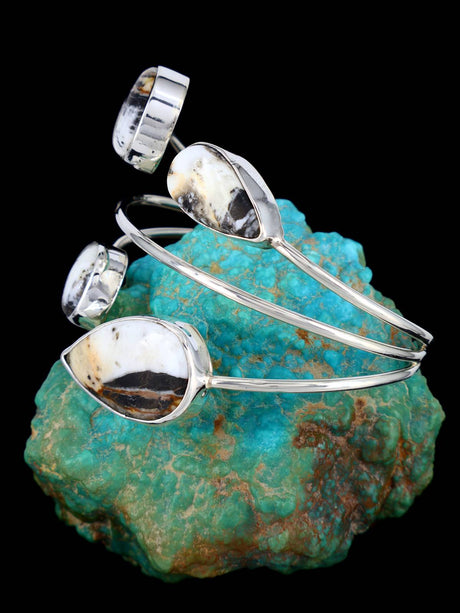 Native American White Buffalo Sterling Silver Cuff Bracelet - PuebloDirect.com
