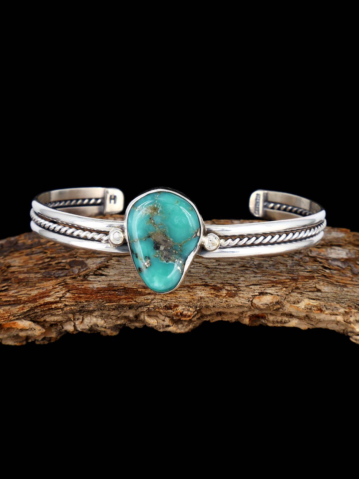 Native American Jewelry Sterling Silver Turquoise Cuff Bracelet - PuebloDirect.com