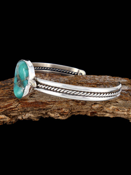 Native American Jewelry Sterling Silver Turquoise Cuff Bracelet - PuebloDirect.com