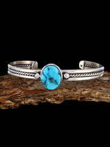Native American Jewelry Sterling Silver Turquoise Cuff Bracelet - PuebloDirect.com