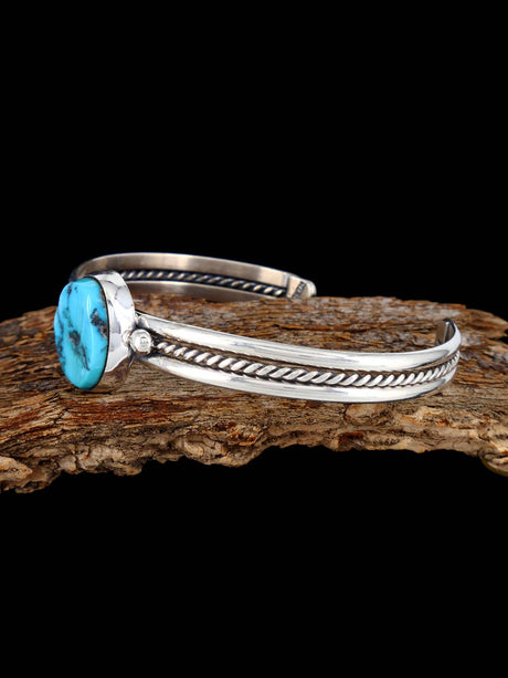 Native American Jewelry Sterling Silver Turquoise Cuff Bracelet - PuebloDirect.com