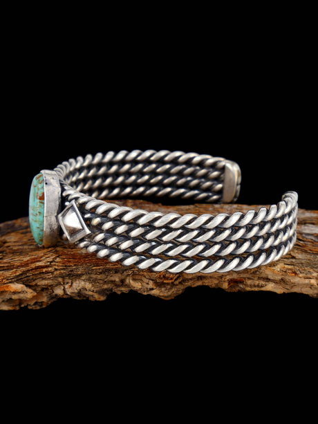 Native American Sterling Silver Turquoise Cuff Bracelet - PuebloDirect.com