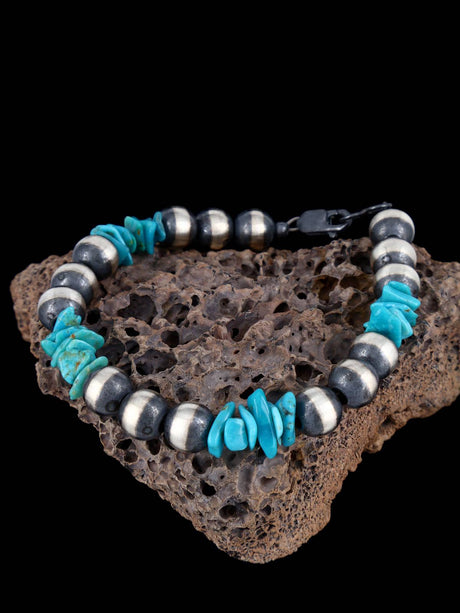 Native American Indian Jewelry Turquoise Beaded Bracelet - PuebloDirect.com
