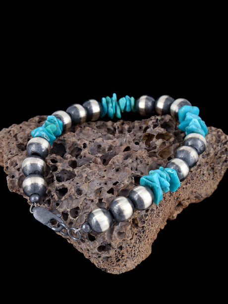 Native American Indian Jewelry Turquoise Beaded Bracelet - PuebloDirect.com